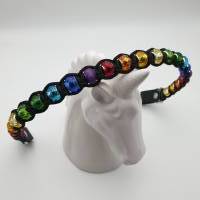 Stirnband / Stirnriemen für Pferde im Regenbogen-Design aus Acrylperlen Bild 1