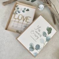 Geschenkschachtel FLORA Wunderkerzen LOVE Geldgeschenk Hochzeit mit Namen + floraler Anhänger Bild 1