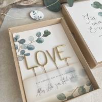 Geschenkschachtel FLORA Wunderkerzen LOVE Geldgeschenk Hochzeit mit Namen + floraler Anhänger Bild 2