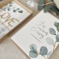 Geschenkschachtel FLORA Wunderkerzen LOVE Geldgeschenk Hochzeit mit Namen + floraler Anhänger Bild 3