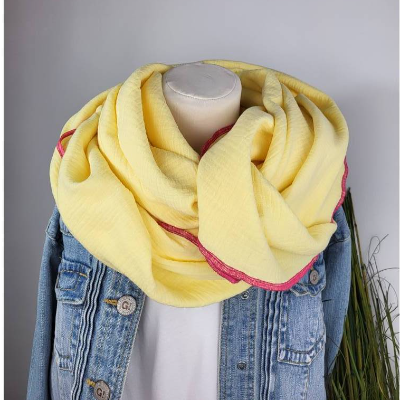 Musselintuch, Dreieckstuch, Musselinschal, XXL Schal, Tuch, Damen, Halstuch, Sommerschal, Gelb