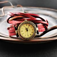 Armbanduhr, Lederuhr, Vintag-Stil, Wickeluhr Bild 1