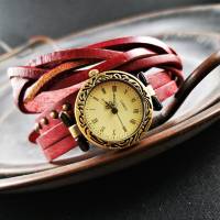 Armbanduhr, Lederuhr, Vintag-Stil, Wickeluhr Bild 2