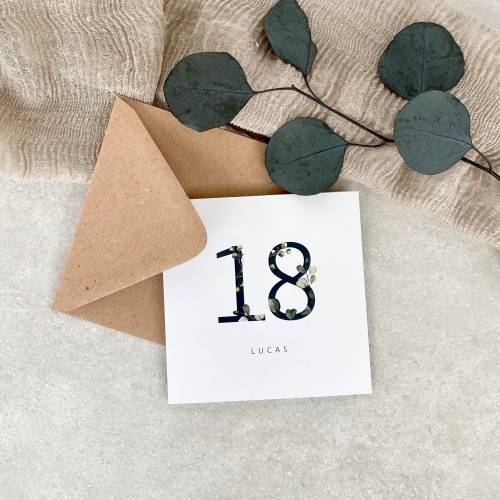 Glückwunschkarte Klappkarte QUADRAT EDDY 18 Geburtstag personalisiert + Briefumschlag