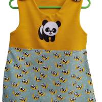 Baby Kleid Sommerkleid Trägerkleid Baumwoll-Jersey, Panda Bär bestickt Bild 1