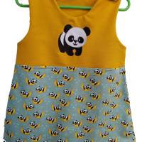 Baby Kleid Sommerkleid Trägerkleid Baumwoll-Jersey, Panda Bär bestickt Bild 3