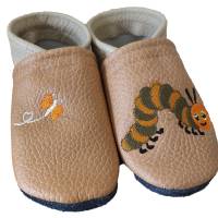Krabbelschuhe Lauflernschuhe Schuhe Raupe Leder personalisiert Bild 3