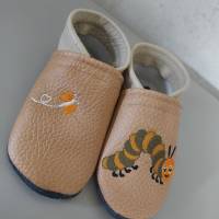 Krabbelschuhe Lauflernschuhe Schuhe Raupe Leder personalisiert Bild 5