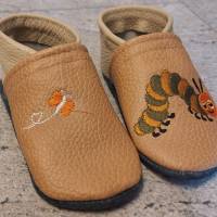 Krabbelschuhe Lauflernschuhe Schuhe Raupe Leder personalisiert Bild 7