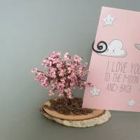 Kirschblütenbaum als Geschenkidee/ Lebensbaum als Foto Baum in Blau - Perlenbaum - Drahtbaum als Deko für zu Hause Bild 2