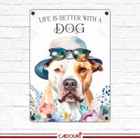 Hundeschild LIFE IS BETTER WITH A DOG mit Pitbull Bild 2