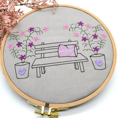 Stickdatei Gartenbank SET zwei Motive verschiedene Größen