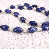 Maritime Sodalith - Perlen Kette, klassisch Blau-weiß Bild 1
