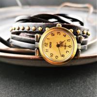 Armbanduhr, Lederuhr, Vintag-Stil, Wickeluhr Bild 4