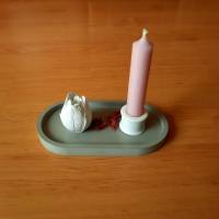 Tolles Deko-Tablett aus Beton mit Tulpe und schlichtem Kerzenhalter mit dip dye Kerze Bild 4