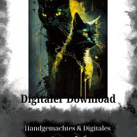 Digitaler Download Motiv "Schwarze Katzen Ölgemälde" Sublimation png 300dpi Kunstdruck Wanddeko plus Extra Bild 2