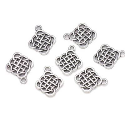 8x Anhänger/ Verbinder keltischer Knoten Rhombus Antik versilbert 20 mm x 16,5 mm