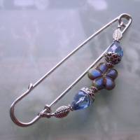 Tuchnadel blaue Blume Kristall Silber, 10cm Kiltnadel mit böhmischen Perlen Bild 7