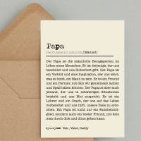 Karte PAPA | Definitionskarte | Vatertagskarte personalisiert | Duden | Geburtstagsgeschenk für Vater | Papa Definition Bild 1