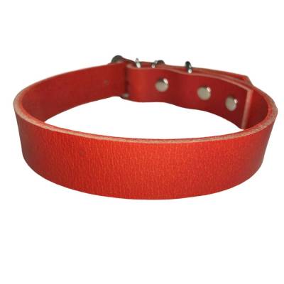 Lederhalsband, rot, Wasserbüffelleder, mittelfest, exklusiver Pull Up Effekt, verstellbar, Edelstahl Beschläge