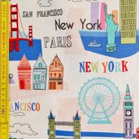 Stoff  Baumwolle pflegeleicht "Big City" London Paris New York Bild 3