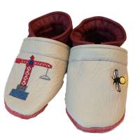 Krabbelschuhe Lauflernschuhe Schuhe Kran Leder personalisiert Bild 2