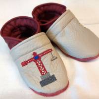 Krabbelschuhe Lauflernschuhe Schuhe Kran Leder personalisiert Bild 3