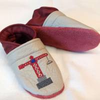 Krabbelschuhe Lauflernschuhe Schuhe Kran Leder personalisiert Bild 4