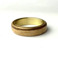 #300 Gr. 52 Bentwood Ring Zebrano fineline Messing Holz Bild 1