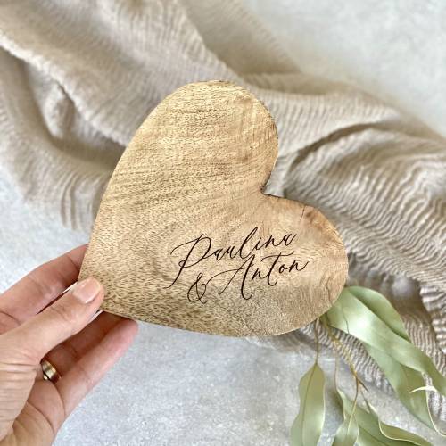 Holzherz rustikal BLAKE Paar Hochzeit personalisiert mit Namen