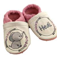 Krabbelschuhe Lauflernschuhe Schuhe Baby Kinder Elefant Leder personalisiert Elefant Bild 1