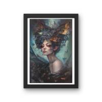 Digitaler Download Motiv "FairyQueen 2" Sublimation png 300dpi Kunstdruck Fantasy Frauenportrait Schmetterlinge Bild 3