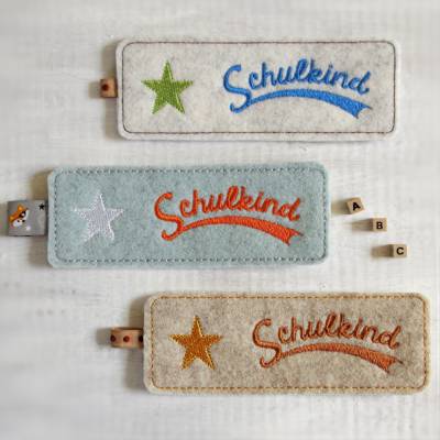 Besticktes Lesezeichen aus Filz zum Schulanfang * Motiv Stern *nach Wunsch individuell angefertigt