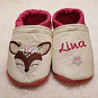 Krabbelschuhe Lauflernschuhe Baby Schuhe Reh Leder personalisiert Bild 1