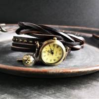 Armbanduhr, Wickeluhr, Lederuhr, Blüten Bild 3