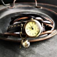 Armbanduhr, Wickeluhr, Lederuhr, Blüten Bild 4