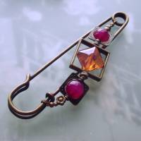 Jade Tuchnadel Pink und Orange, 10cm Bronze Schalnadel Kristall und Edelstein Bild 5
