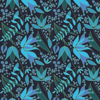 Notizheft Blaue Blumen, Paperback DIN A5 mit Softcover, Recyclingpapier, innen blanko