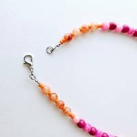 lange Kette pink und orange, Perlenkette mit Anhänger zum wechseln, bunte Perlenkette, Kette mit Quaste pink Bild 8