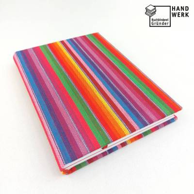 Notizbuch, Regenbogen rot, A5, fadengeheftet handgefertigt, 150 Blatt, Tagebuch, Skizzenbuch