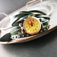 Armbanduhr, Lederuhr, Vintag-Stil, Wickeluhr Bild 6