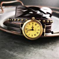 Armbanduhr, Lederuhr, Vintag-Stil, Wickeluhr Bild 8