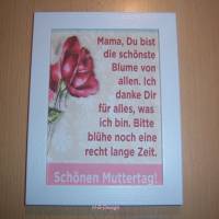 Bilderrahmen, Geschenk zu Muttertag mit Spruch, für die Beste Mama, die schönste Blume, Bild 1