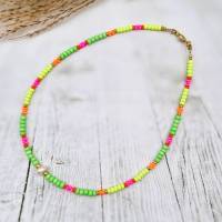Neon Kette mit Süsswasserperle, Süßwasserperlen Kette, bunte Perlenkette, Halskette mit Perlen, sommerliche Halskette Bild 7