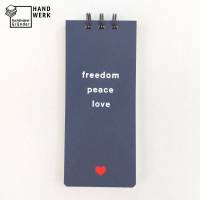 Notizblock, freedom peace love, Herz, Spiralblock Bild 1
