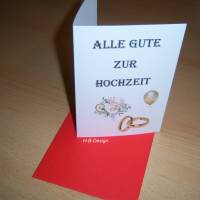 Glückwunschkarte zur Hochzeit, Klappkarte mit Kuvert, "Alles Gute zur Hochzeit" mit Blumen, Ringe und Luftballon Bild 2