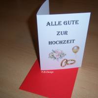 Glückwunschkarte zur Hochzeit, Klappkarte mit Kuvert, "Alles Gute zur Hochzeit" mit Blumen, Ringe und Luftballon Bild 3