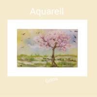 Aquarell original, " Kirschblüte", DinA 5 Bild 1