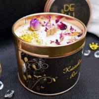 Luxus Kerze INKLUSIVE Geschenkverpackung | DELUXE Duftkerze | Knisterkerze Rosé mit Krone, Diamant und Rosenblüten Bild 6
