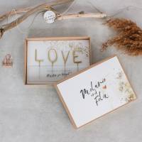 Geschenkschachtel GRACE Wunderkerzen LOVE Geldgeschenk Hochzeit mit Namen + Anhänger 'Für immer & ewig' Bild 1
